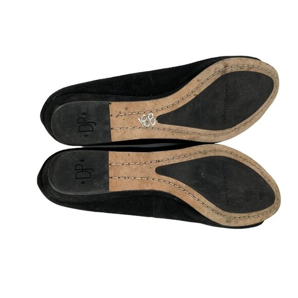 Donald J. Pliner SONET Beaded Black Suede Peep Toe Flats Size 9.5 M